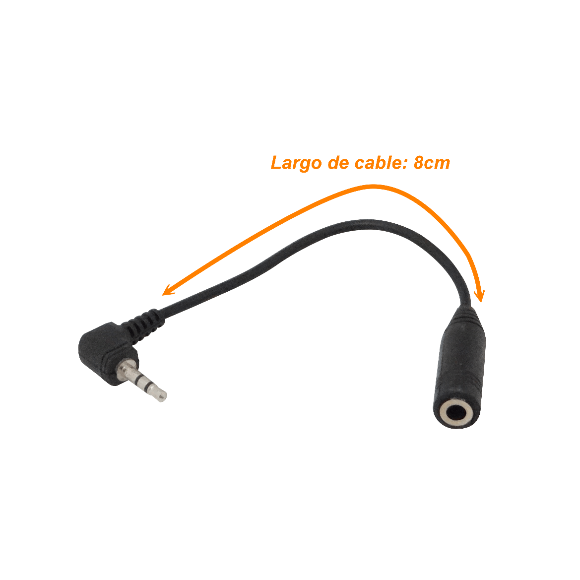 Cable de Audio 3.5mm Hembra a 2.5mm Macho, 12cm 2