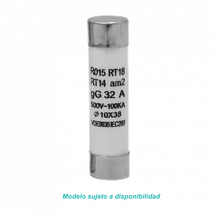 32A 10x38mm 500V 100KA Fusible Cilindrico 36mm-Largo 9,5mm-Diametro