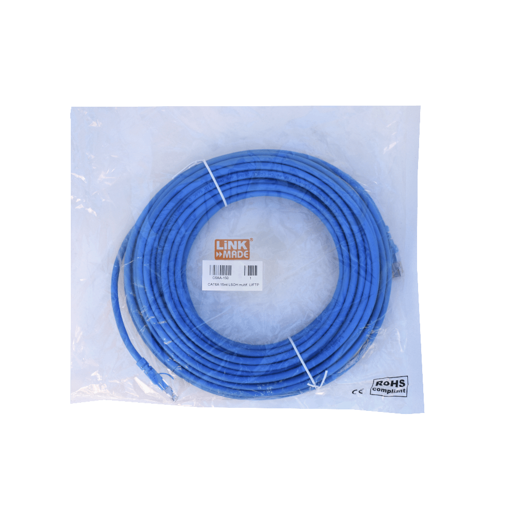 Cable Patch LINKMADE Cat6A U/FTP Azul LSZH, 15m, Inyectado, Multifilar 2