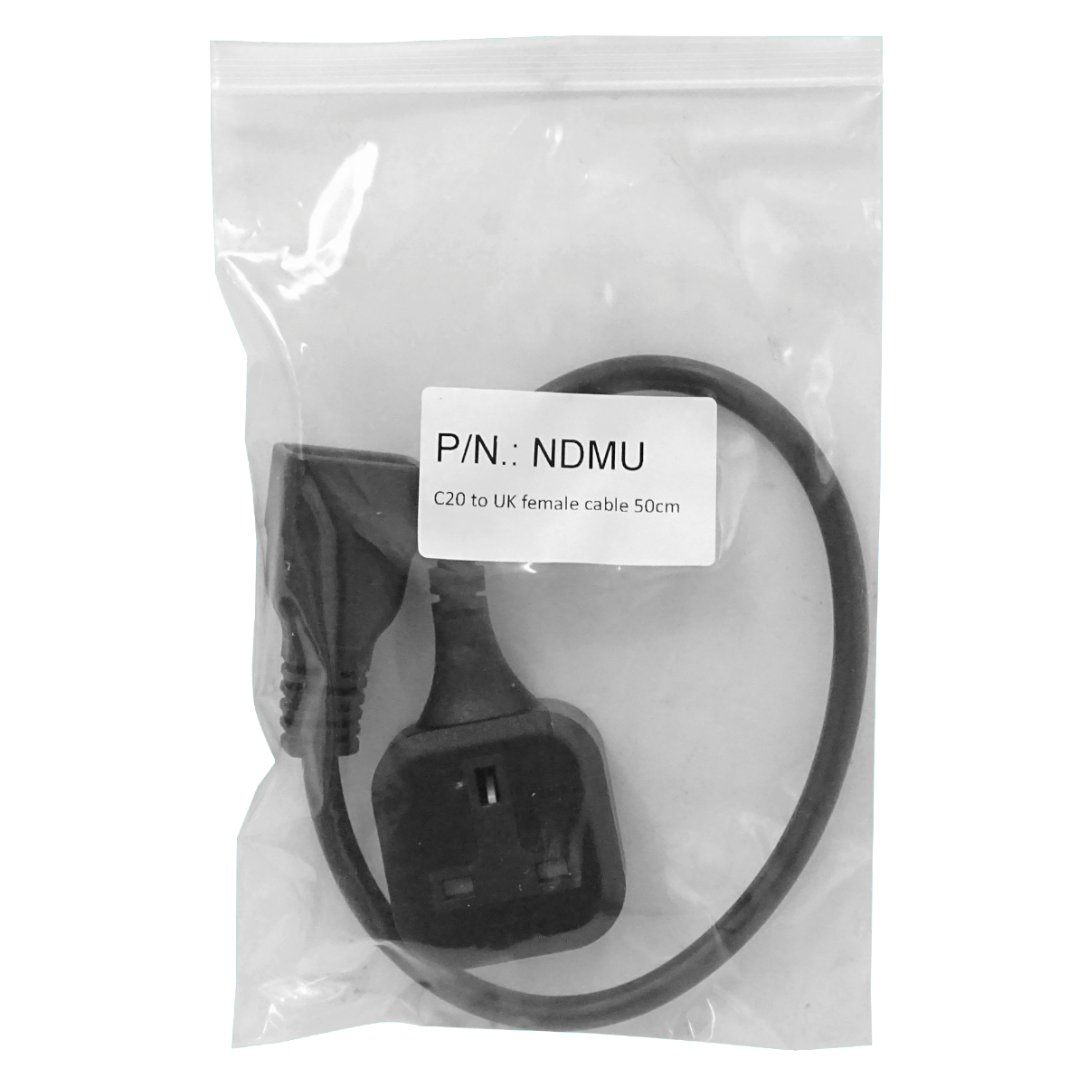C20-Macho UK-Hembra Cable Poder 0,5mt Negro 50cm 2
