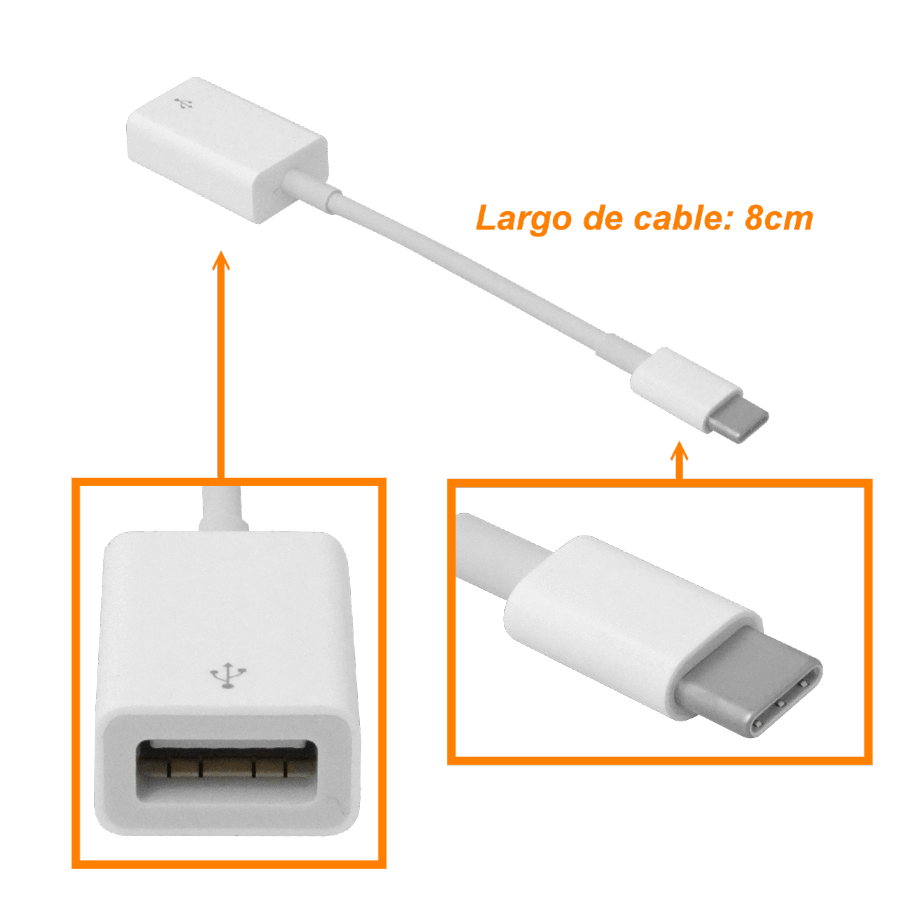 Cable Apple Original USB-C a USB-A hembra 8cm corto modelo A1632 para adaptacion 1