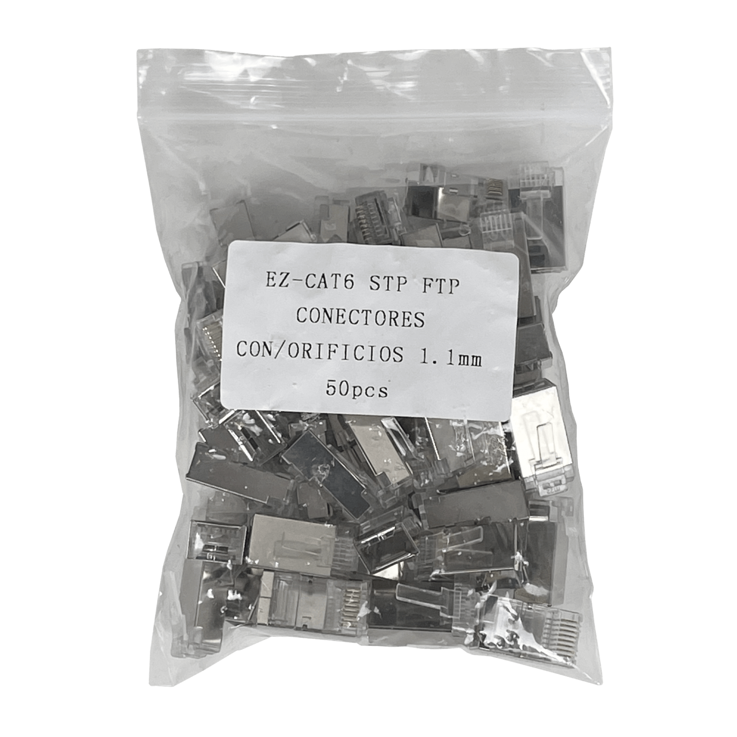 Pack 50 Conectores RJ45 Macho Metálicos Cat6 FTP/STP Unifilar 4
