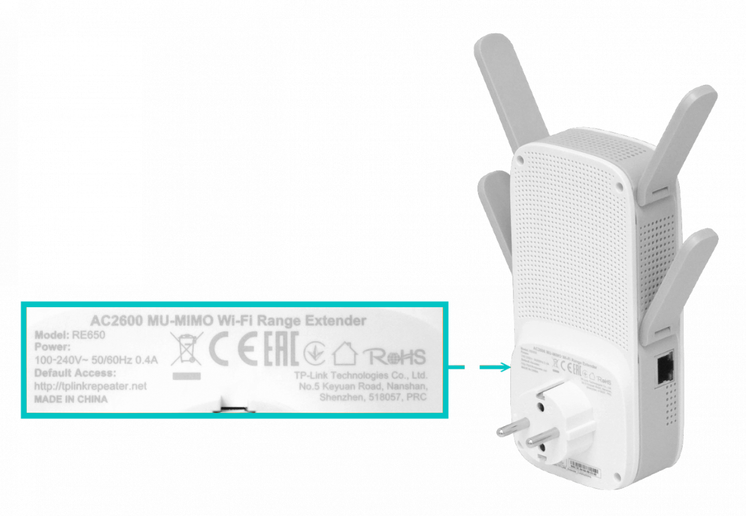 Extensor de Rango TP-Link RE650 Wi-Fi AC2600 con 4 antenas de alto rendimiento 1