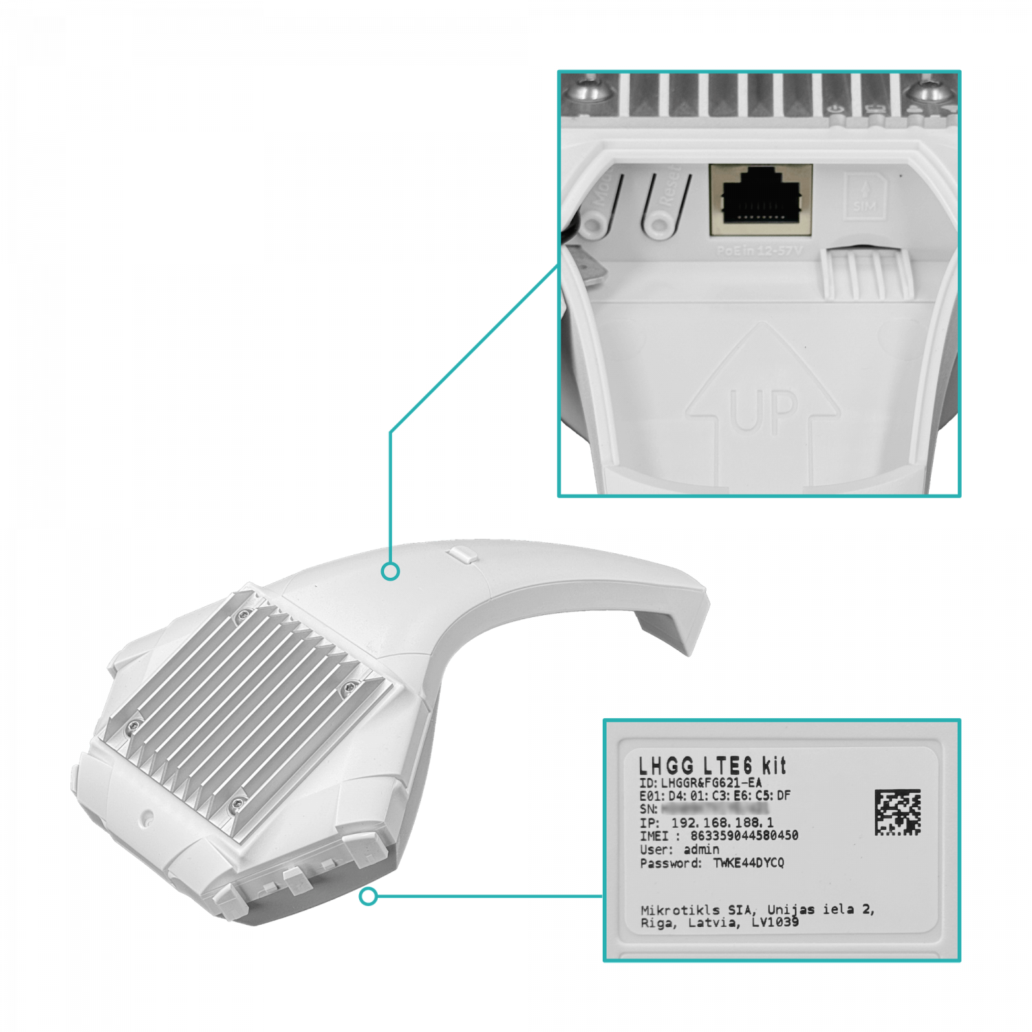 Router MikroTik LHGG-LTE6-KIT CAT6 17dBi 300/50Mbps 1-SIM 24V LTE/3G 391mm 3