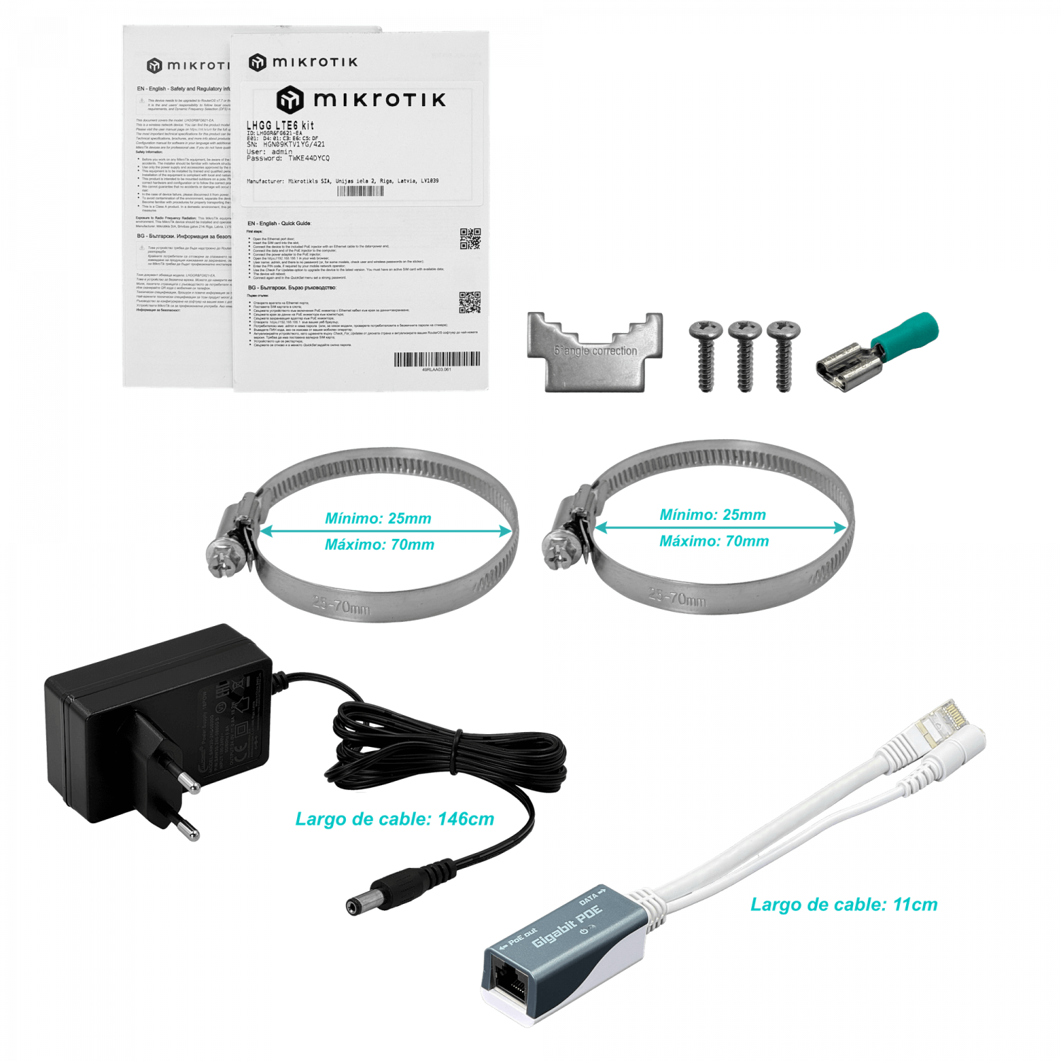 Router MikroTik LHGG-LTE6-KIT CAT6 17dBi 300/50Mbps 1-SIM 24V LTE/3G 391mm 9