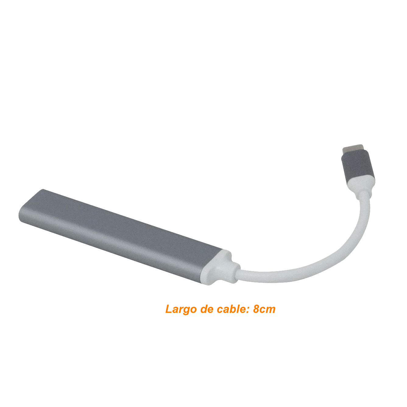 Hub USB 4 puertos USB3.0 conector USB-C aluminio cable 4cm 2