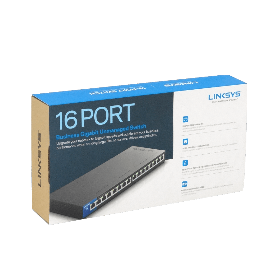 Switch Linksys Business LGS116 unmanaged - 16 x 10/100/1000 - desktop, wall-mountable - AC 100/2 2