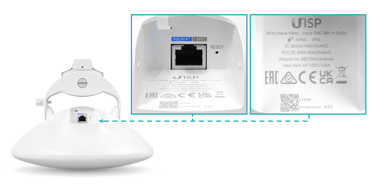 Puente Inalámbrico de Alta Velocidad, 60 GHz, Diseño Compacto y Blanco, Ubiquiti UISP Wave Nano 3