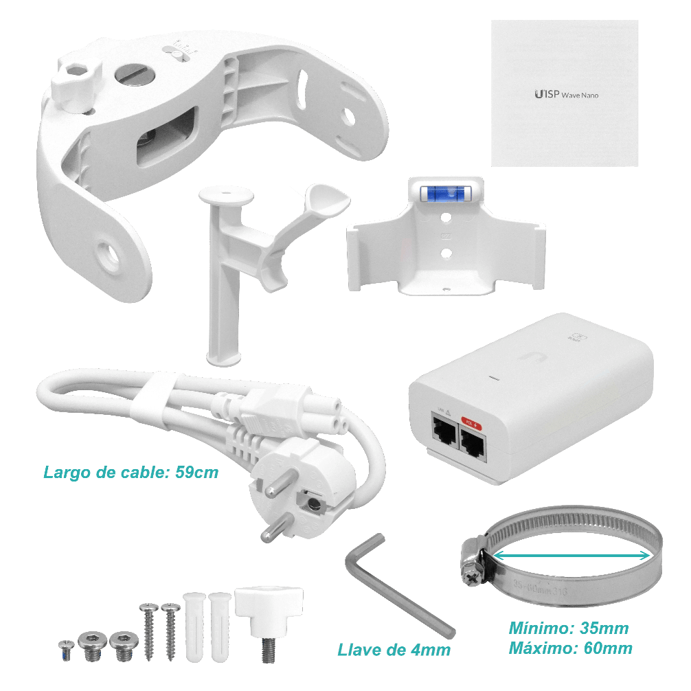 Puente Inalámbrico de Alta Velocidad, 60 GHz, Diseño Compacto y Blanco, Ubiquiti UISP Wave Nano 6