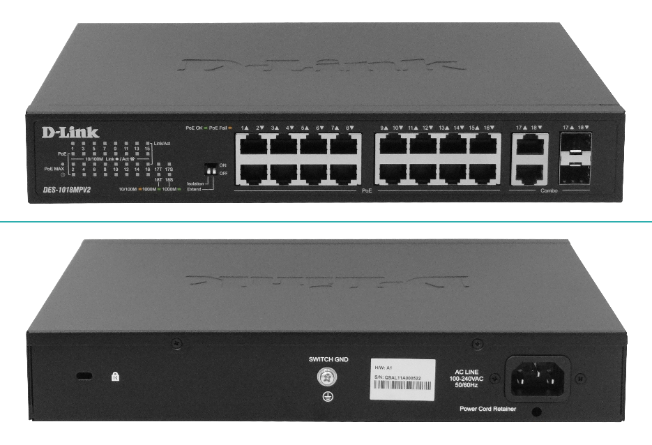 Switch PoE D-Link DES-1018MPV2, No Gestionado, 16/10/100Mbps PoE, Alcance 250 Metros 2