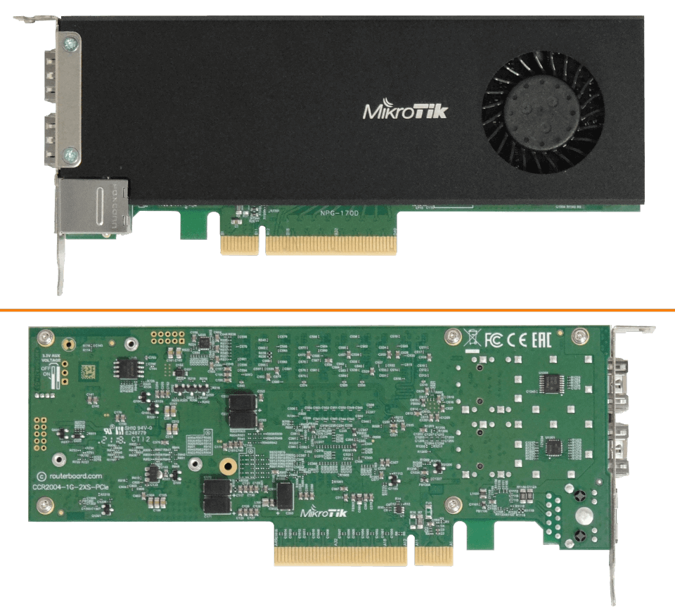 Tarjeta de Red Servidor MikroTik CCR2004-1G-2XS-PCIe - 2 Puertos SFP28 de 25G, RouterOS Integrado 3