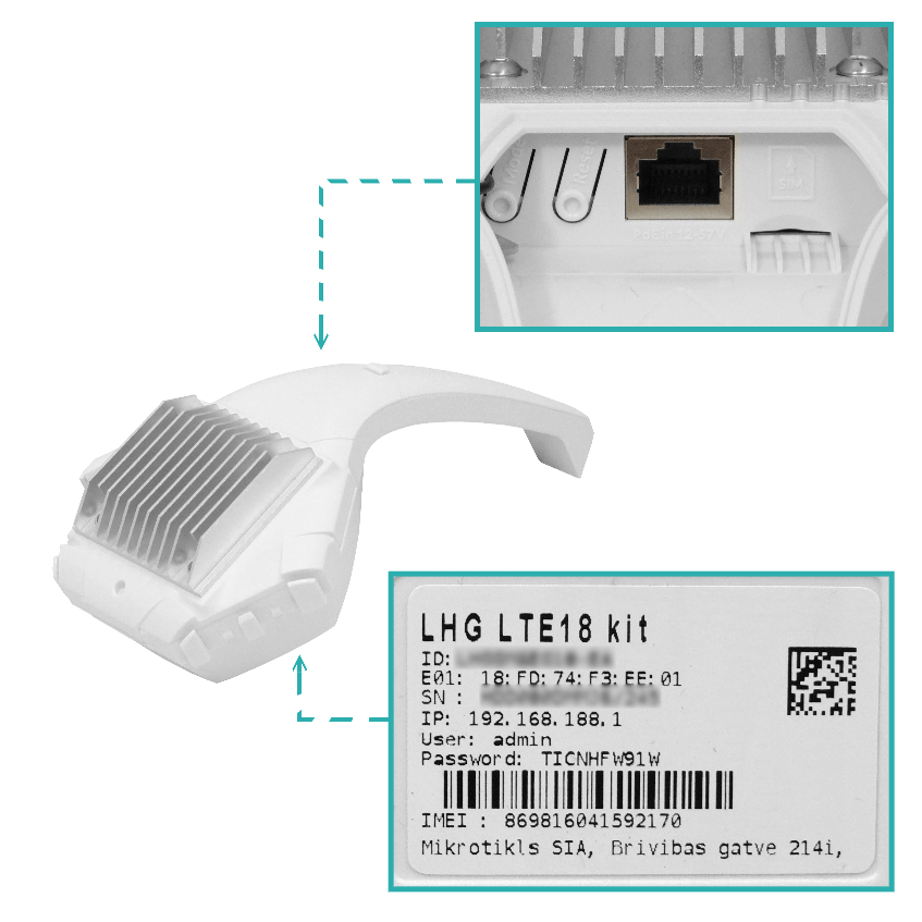 Router MikroTik LHG-LTE18-KIT CAT18 17dBi 1200/150Mbps 1-SIM 24V 391mm 1