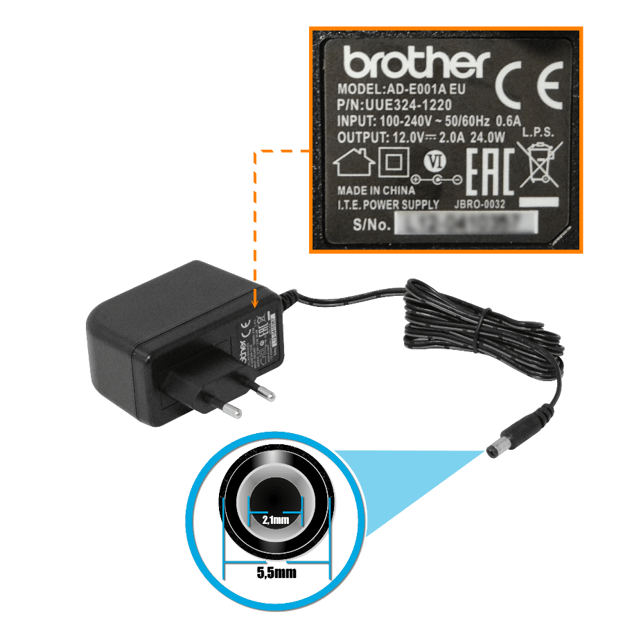 Fuente de Poder Brother ADE001A, 12VDC, 2.0A, 24W 2