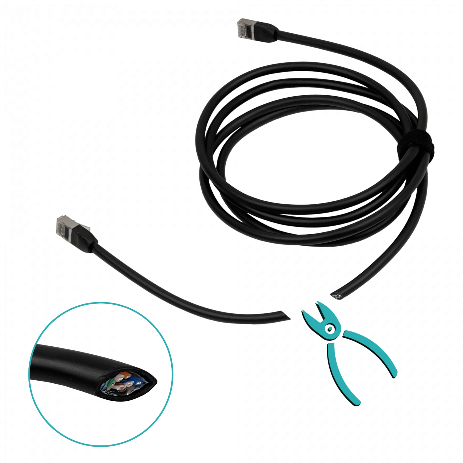 Cable Exterior Cat5e Ubiquiti F/UTP Negro 2m 3