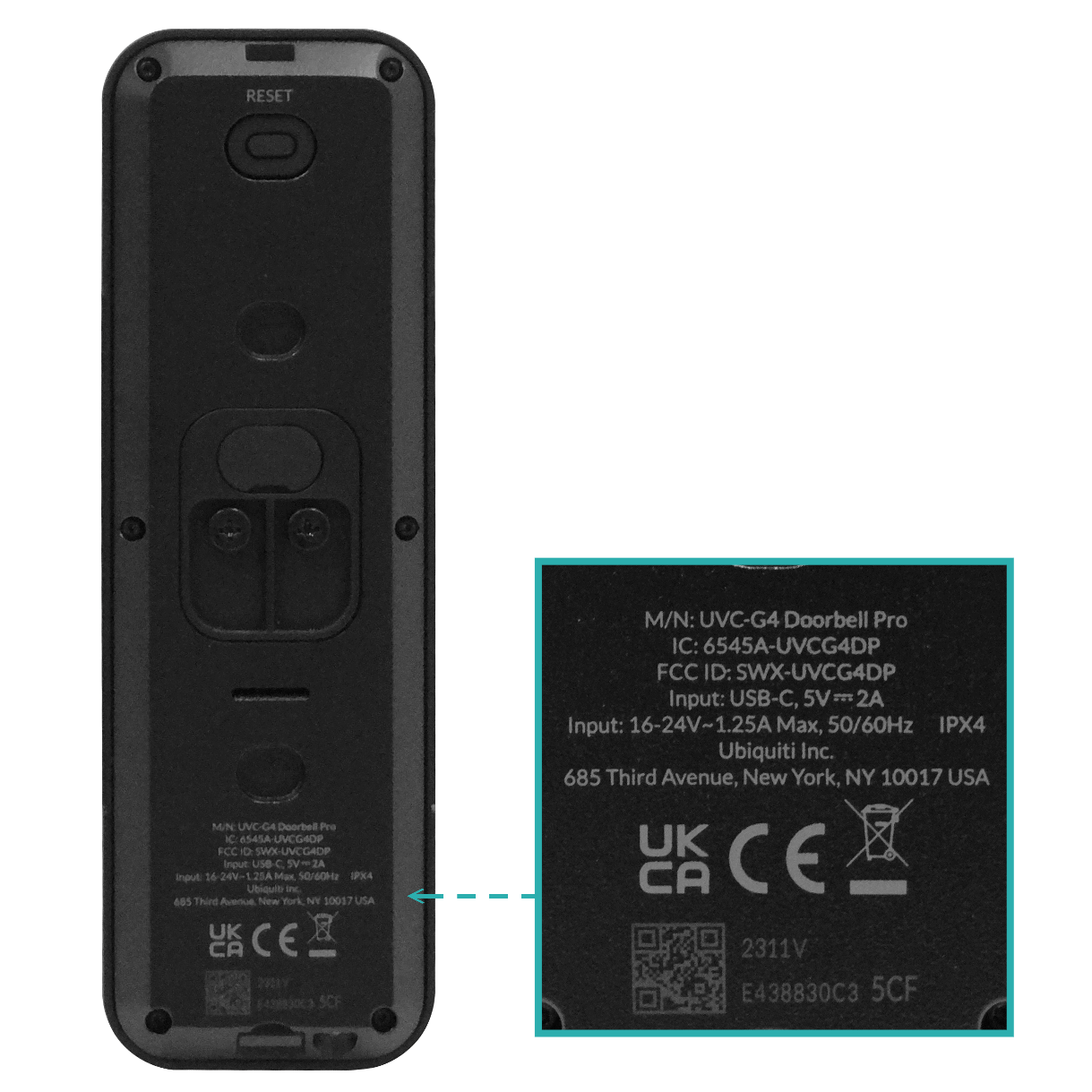 Timbre Inteligente con Cámara Dual y HDR Mejorado, Ubiquiti G4 Doorbell Pro, Negro 1