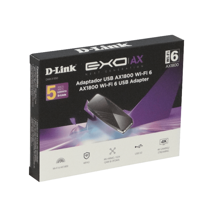 Adaptador de Red D-Link DWA-X1850, WiFi 6, WPA3™, USB 3.2 Gen 1, Negro 2