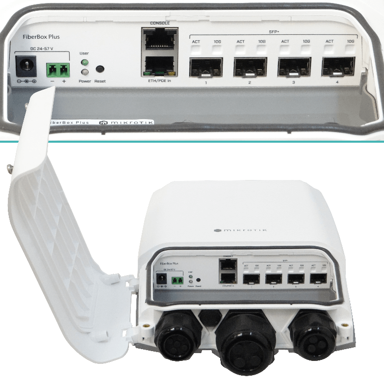 Switch Exterior MikroTik FIBERBOX-PLUS, 1G, 4-SFP+ 10G, IP66, 48V, CRS305  5
