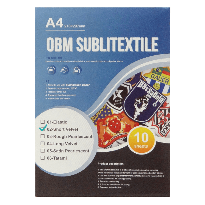 Papel OBM Short Velvet A4 10 Hojas para Transferencia Textil 1