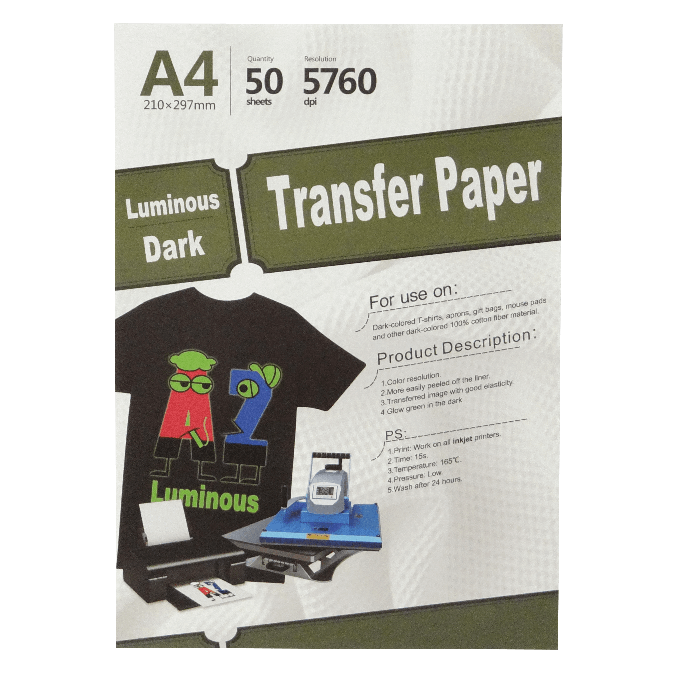 Inkjet Luminous Dark 50-Hojas A4 210x297mm para estampado en tela 2
