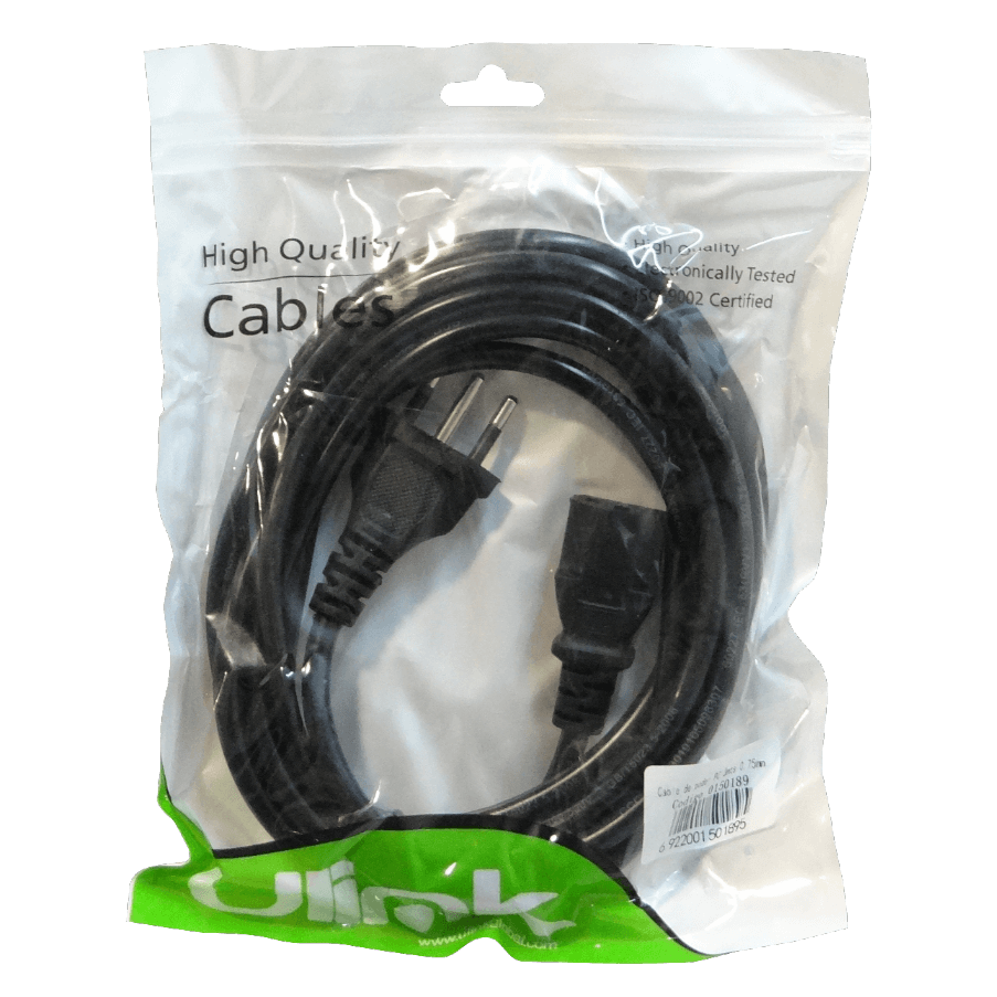 3mt 3x0,75mm2 Chile-C13 6A Cable Poder CEI23-16-VII 300cm 3