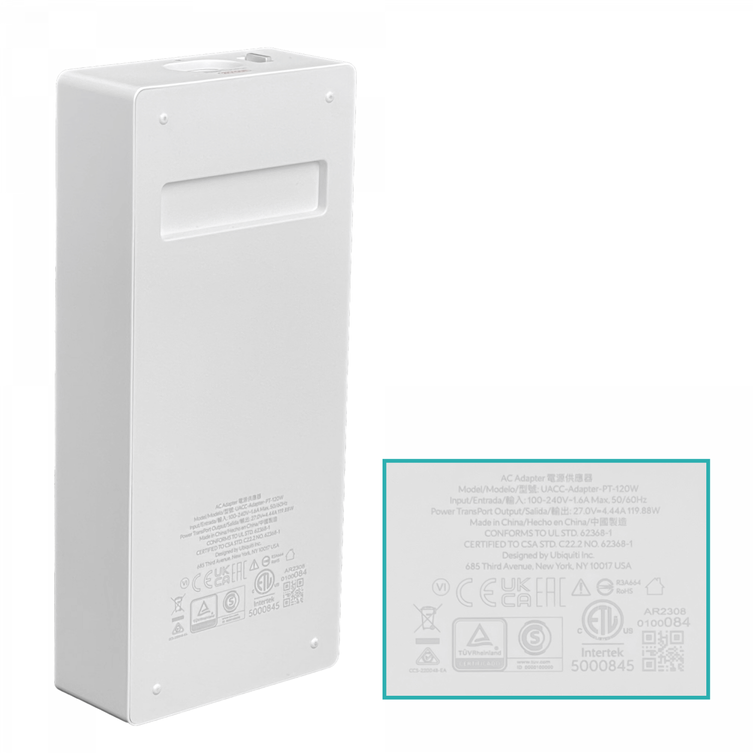 UBIQUITI Fuente TransPort 27VDC p/UISP- req-Cable UACC-Adapter-PT-120W 4