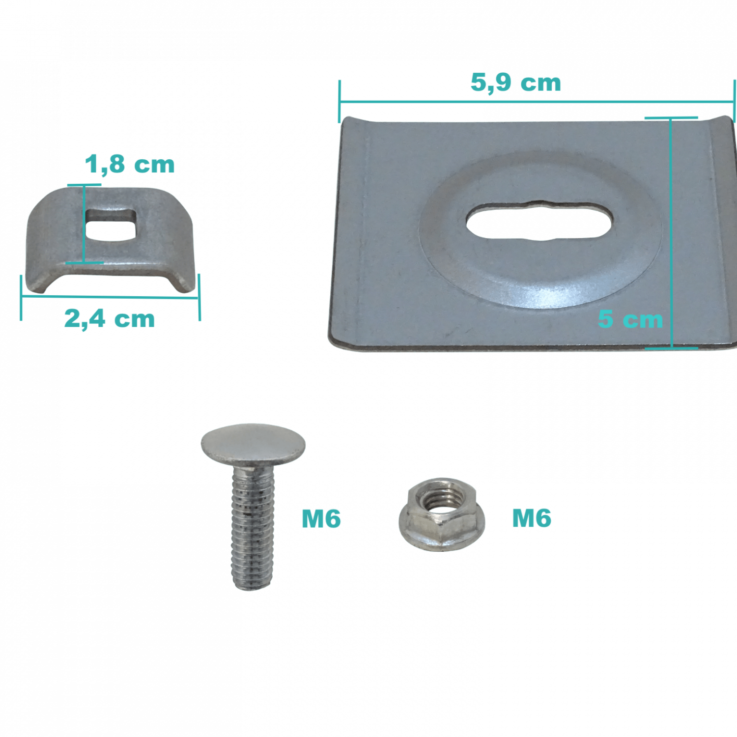 Placa y Tornillo M6*16 ESCAM-Y – P, Tuerca M6 para Escalerilla Malla 1