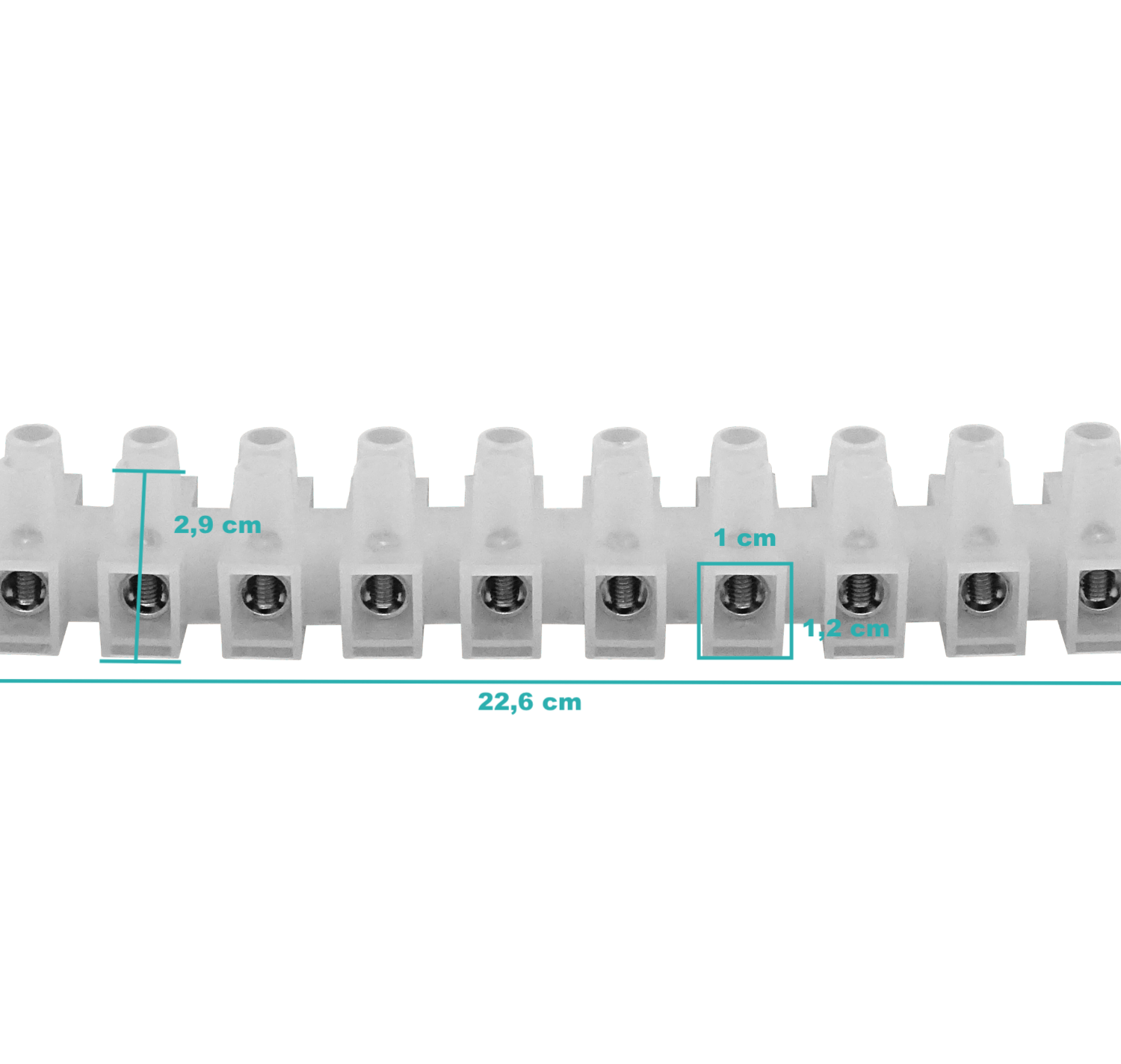 100-Ampere 21,2mm2 12-Pares Regleta-Tornillo 380V 100A-Max 226x35x29mm 1