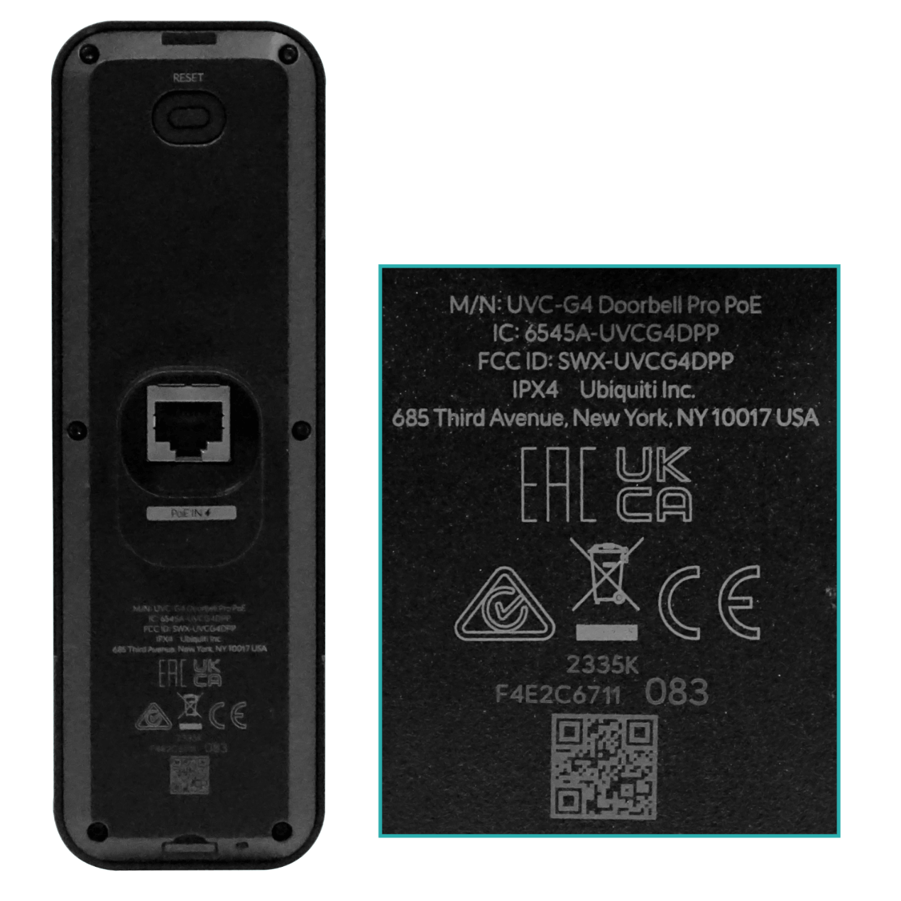 Timbre Inteligente con PoE y Cámara Dual G4 Doorbell Pro PoE Kit, Mic y altavoz integrados, Negro 12