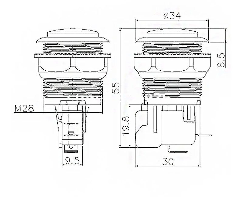 Interruptor Pulsador Arcade Rojo 27mm NA N/A 2-pin 2