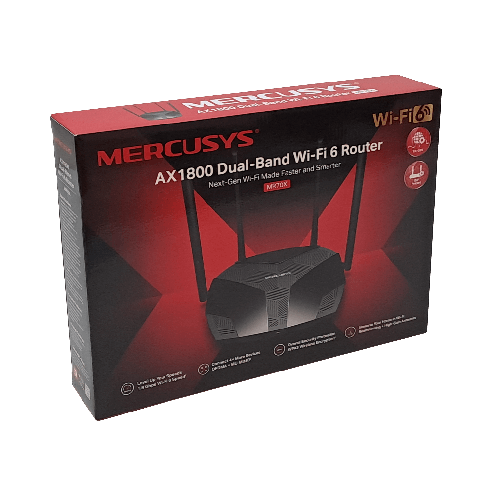 MERCUSYS WiFi6 AX1800 5GHz+2,4GHz 1201+574mbps 4-ant-fija 3-1000 1-WAN 2