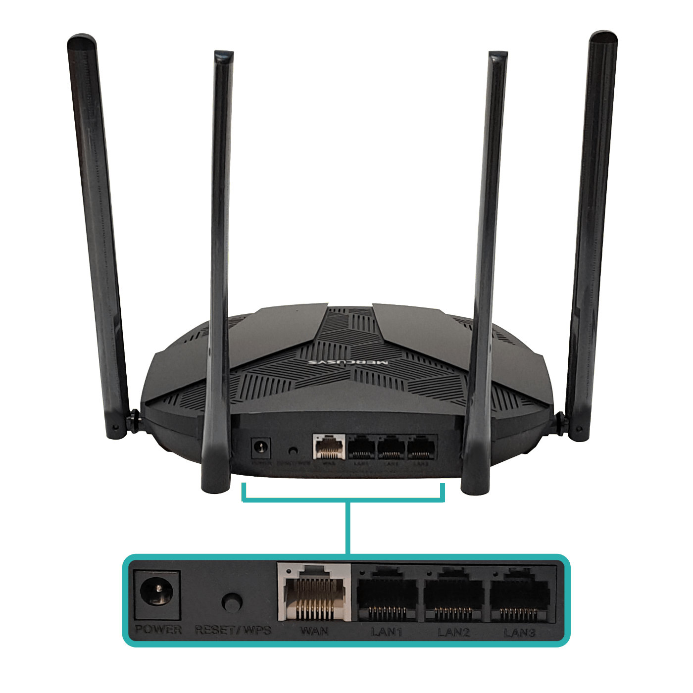 MERCUSYS WiFi6 AX1800 5GHz+2,4GHz 1201+574mbps 4-ant-fija 3-1000 1-WAN 5