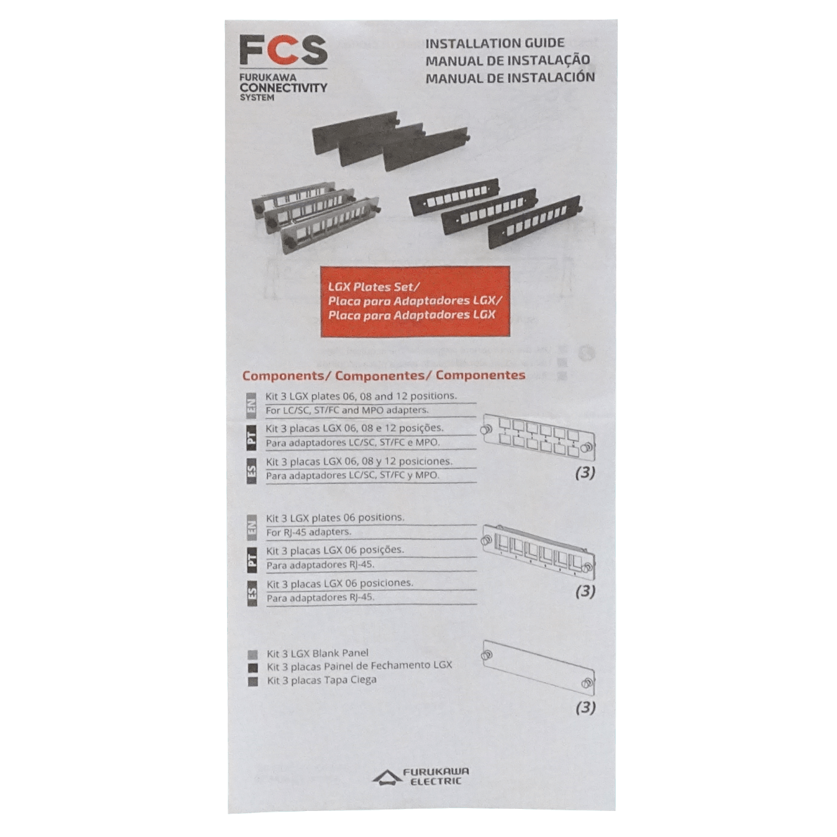 Placas LGX Furukawa CFR-3X 3x8 posiciones plasticas para DIO B48 6