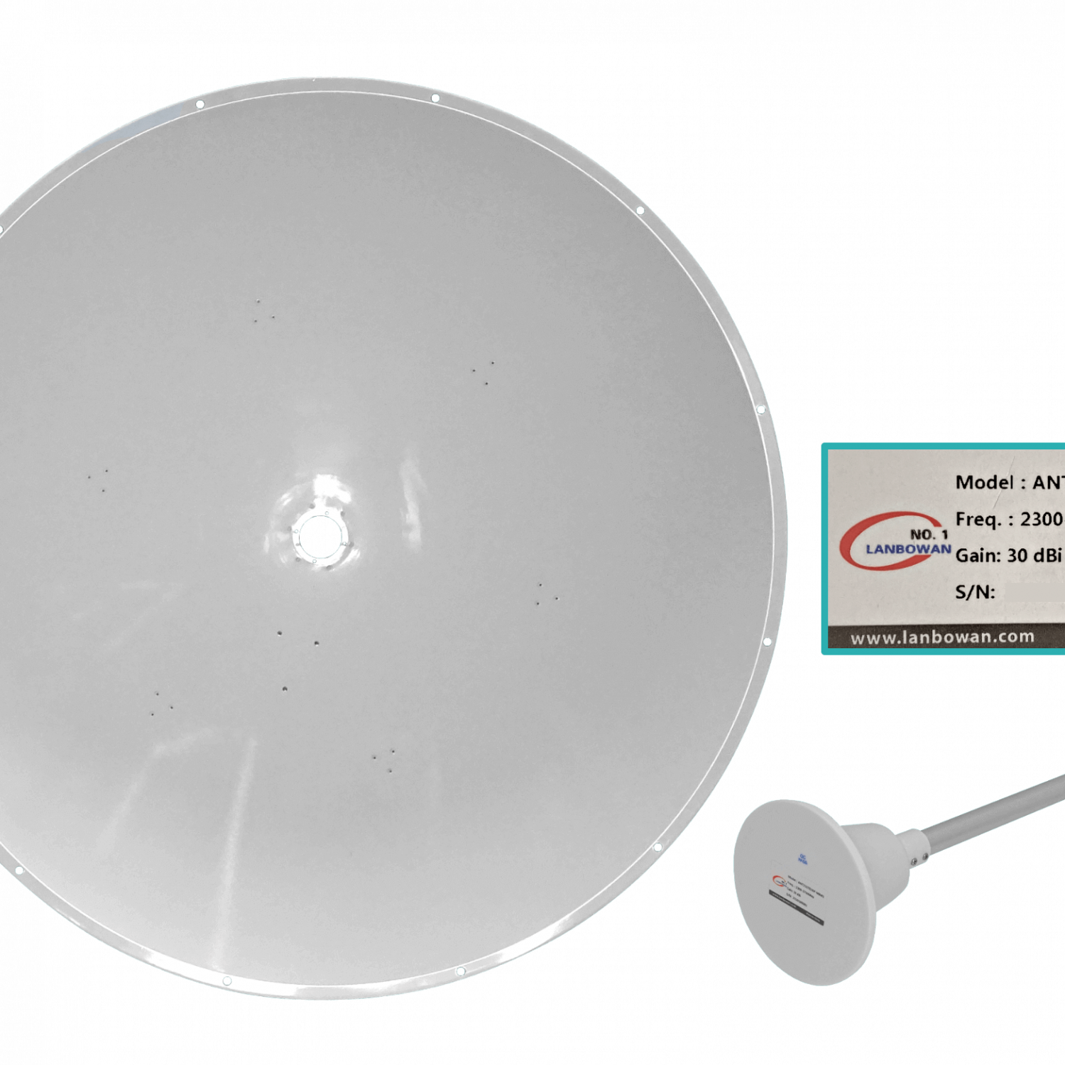 Antena Plato 30dBi 2,4GHz 2,3-2,7GHz 5ºx5º 2-N-Hembra 120cm Dish 5