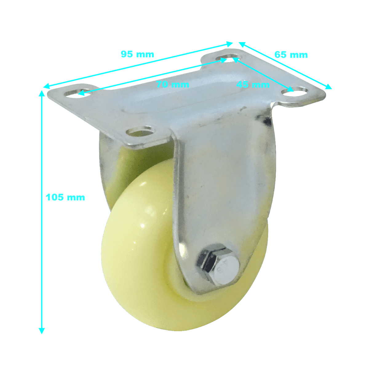 Rueda 3-pulgadas Blanca Fija Soporta-30Kg 65x95x105mm 2