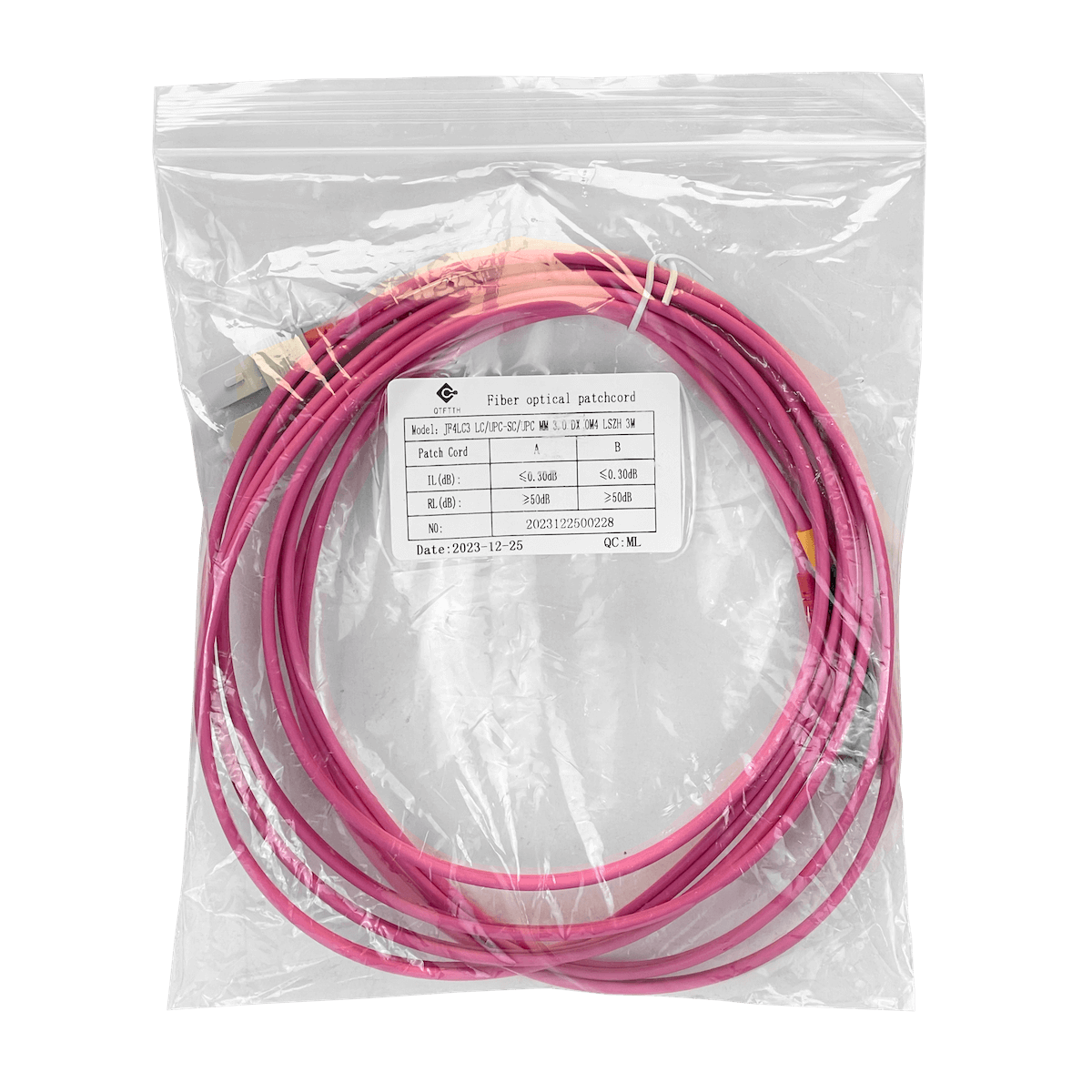 LSZH 3mt LC-SC OM4 MultiModo MM Duplex Jumper Fibra 50/125um 3,0mm 2