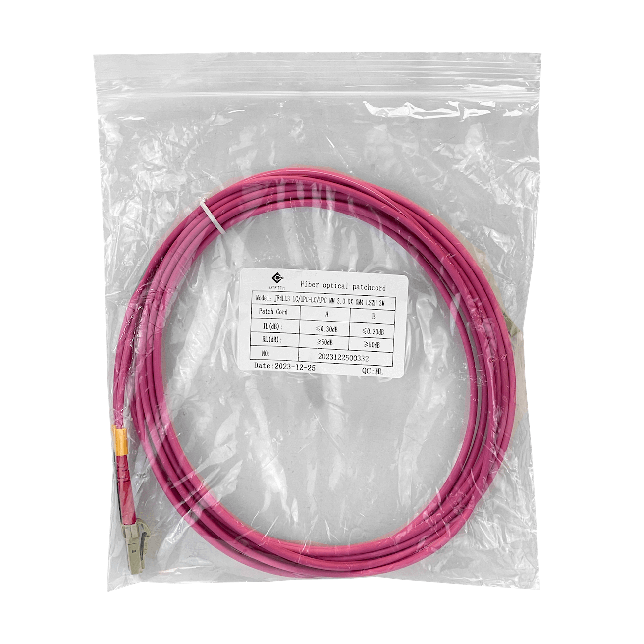 LSZH 3mt LC-LC OM4 MultiModo MM Duplex Jumper Fibra 50/125um 3,0mm 1