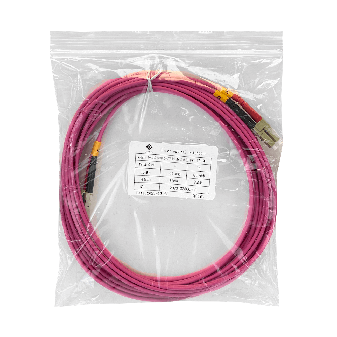 LSZH 5mt LC-LC OM4 MultiModo MM Duplex Jumper Fibra 50/125um 3mm 1
