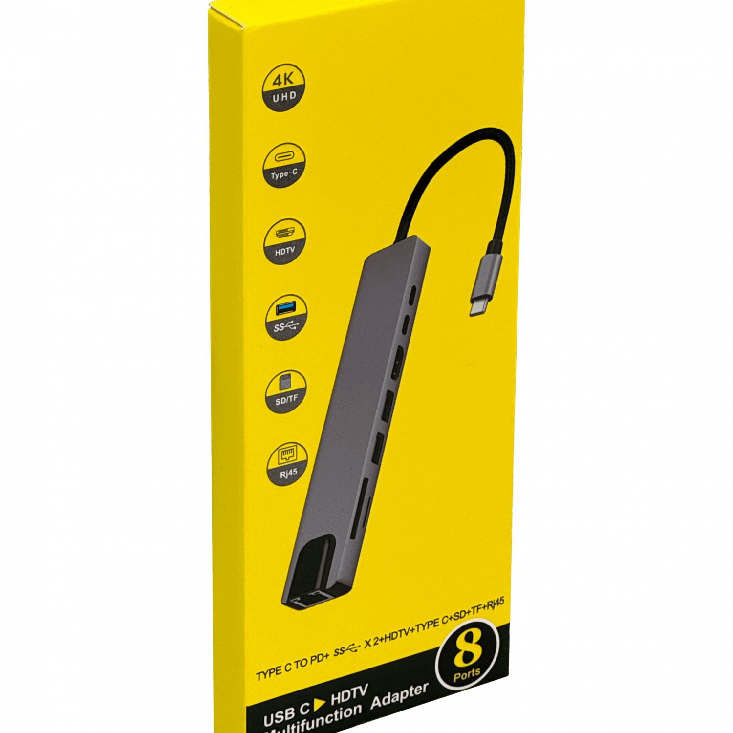 Hub USB-C c/ HDMI, 2 USB-A, RJ45, SD/mSD, Aluminio 2