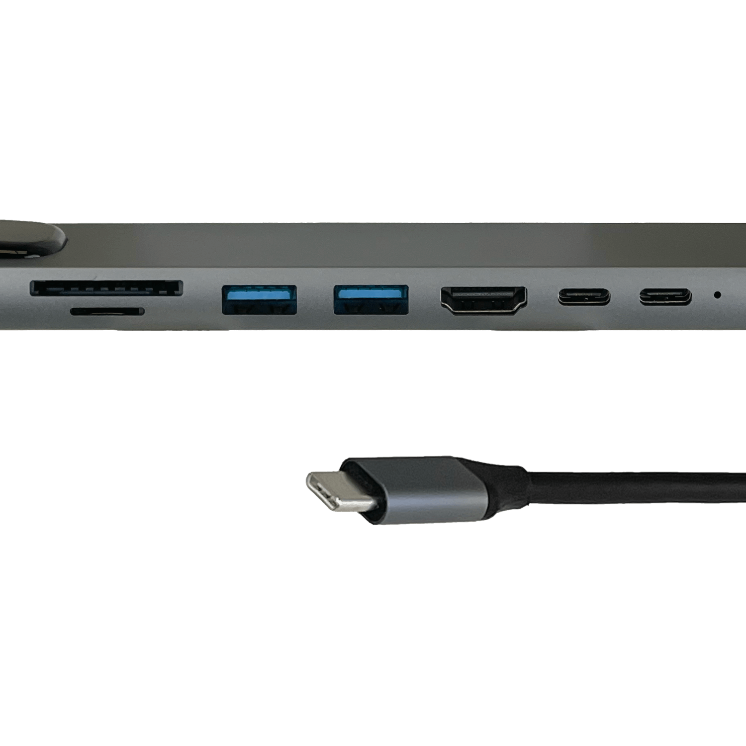 Hub USB-C c/ HDMI, 2 USB-A, RJ45, SD/mSD, Aluminio 3