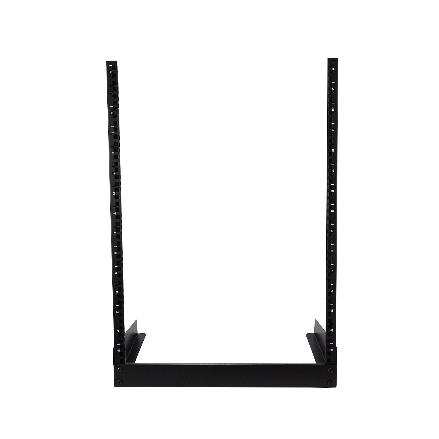 Bastidor 15U, Simple, Negro, 2 Pilares, 74cm de Altura, 55x30cm, 1.2mm, Desarmado 2