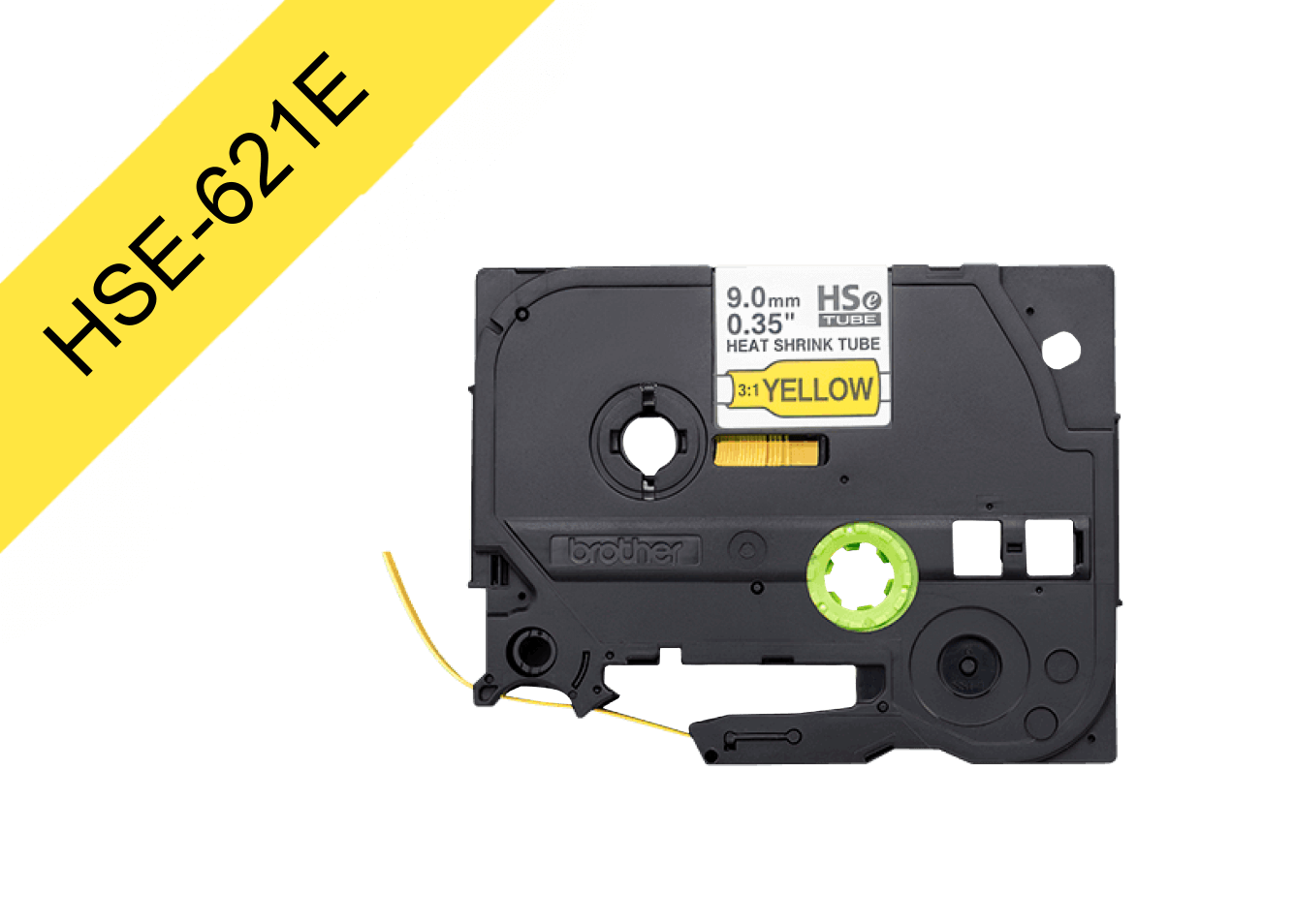 Cinta termoretractil Brother HSE-621E 9mm negro en amarillo 15m 1