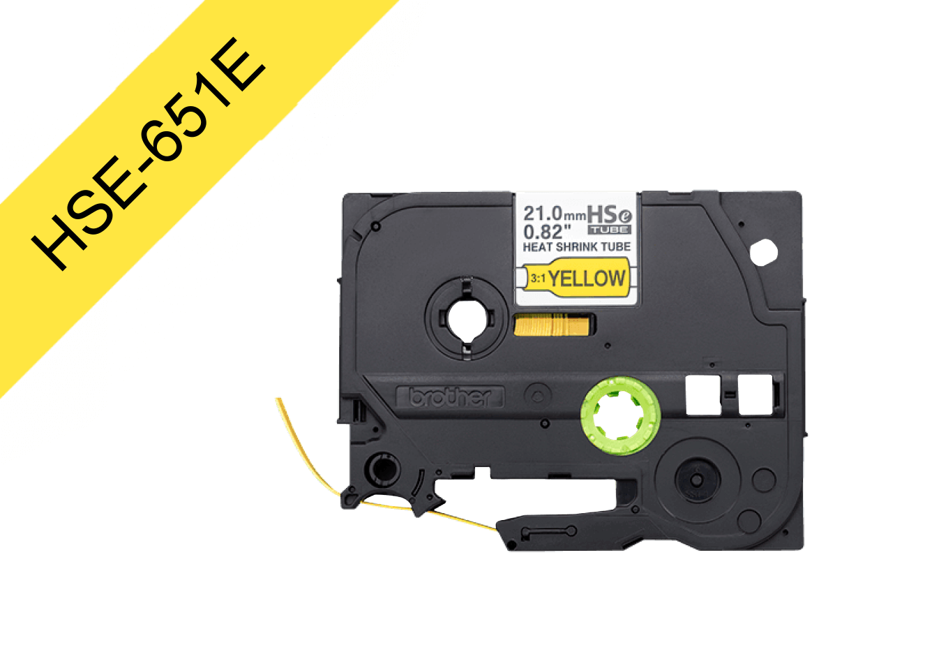 Cinta termoretractil Brother HSE-651E 21mm negro en amarillo 15m 2