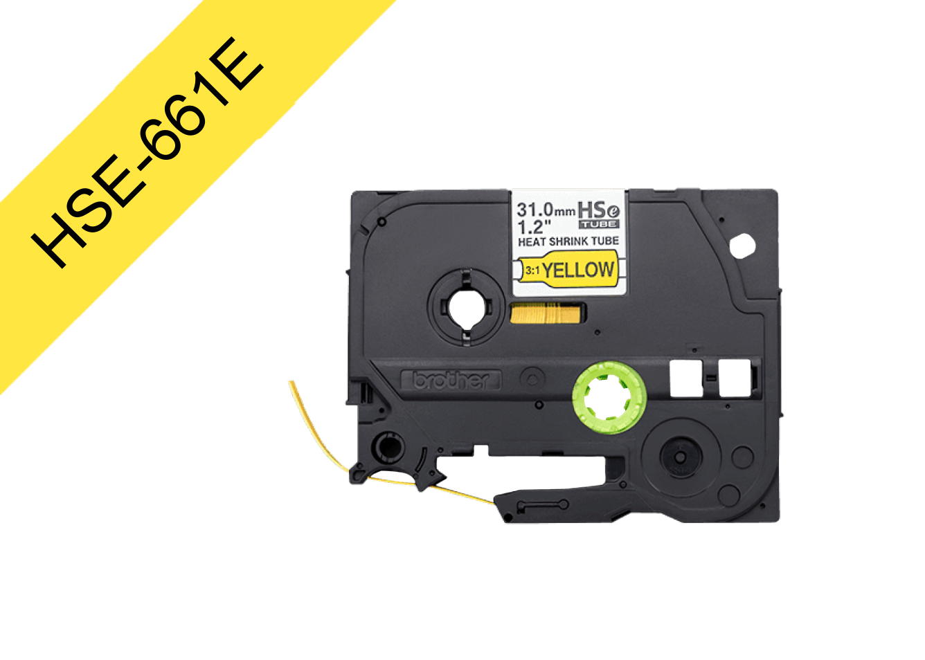 Cinta Termorretráctil Brother HSE661E, 5.8mm, Compatible con Rotuladoras P-Touch, Color Negro 1