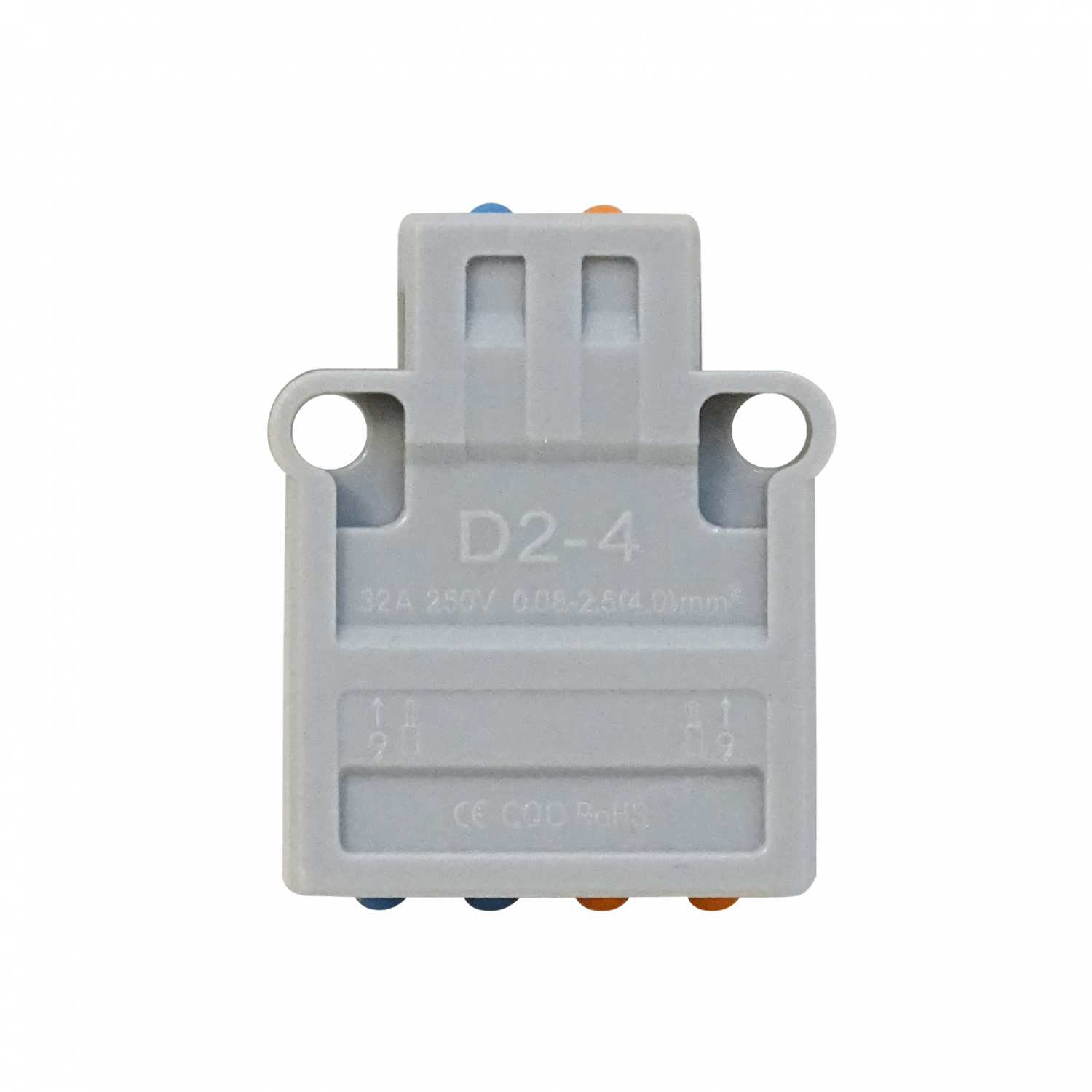 Regleta de Conexión de 2 a 4 Conductores, 32A 250V, AWG28-14, 0.08-2.5mm², D2-4   1