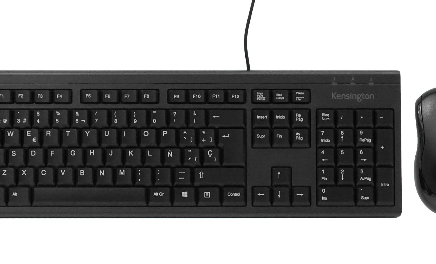 KENSINGTON Teclado y Mouse Cable Resistente Antiderrames USB-AM Negro 1