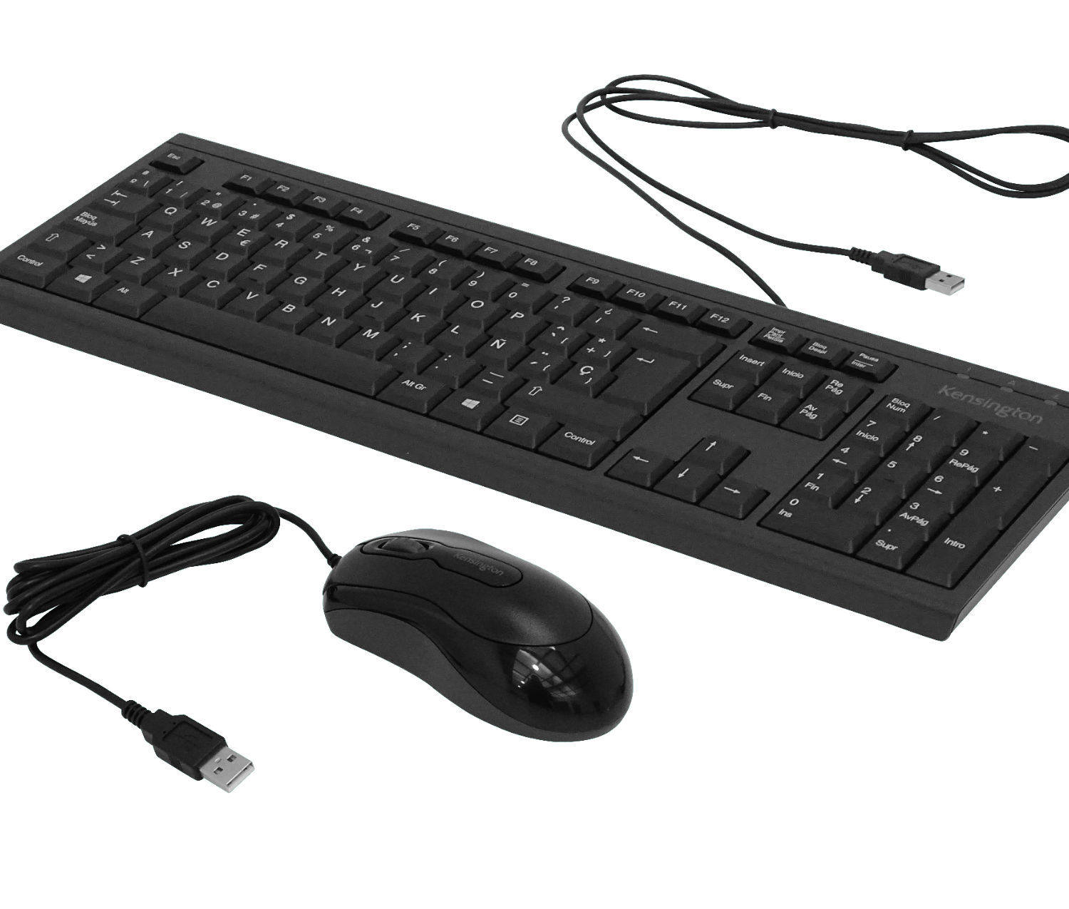 KENSINGTON Teclado y Mouse Cable Resistente Antiderrames USB-AM Negro 3