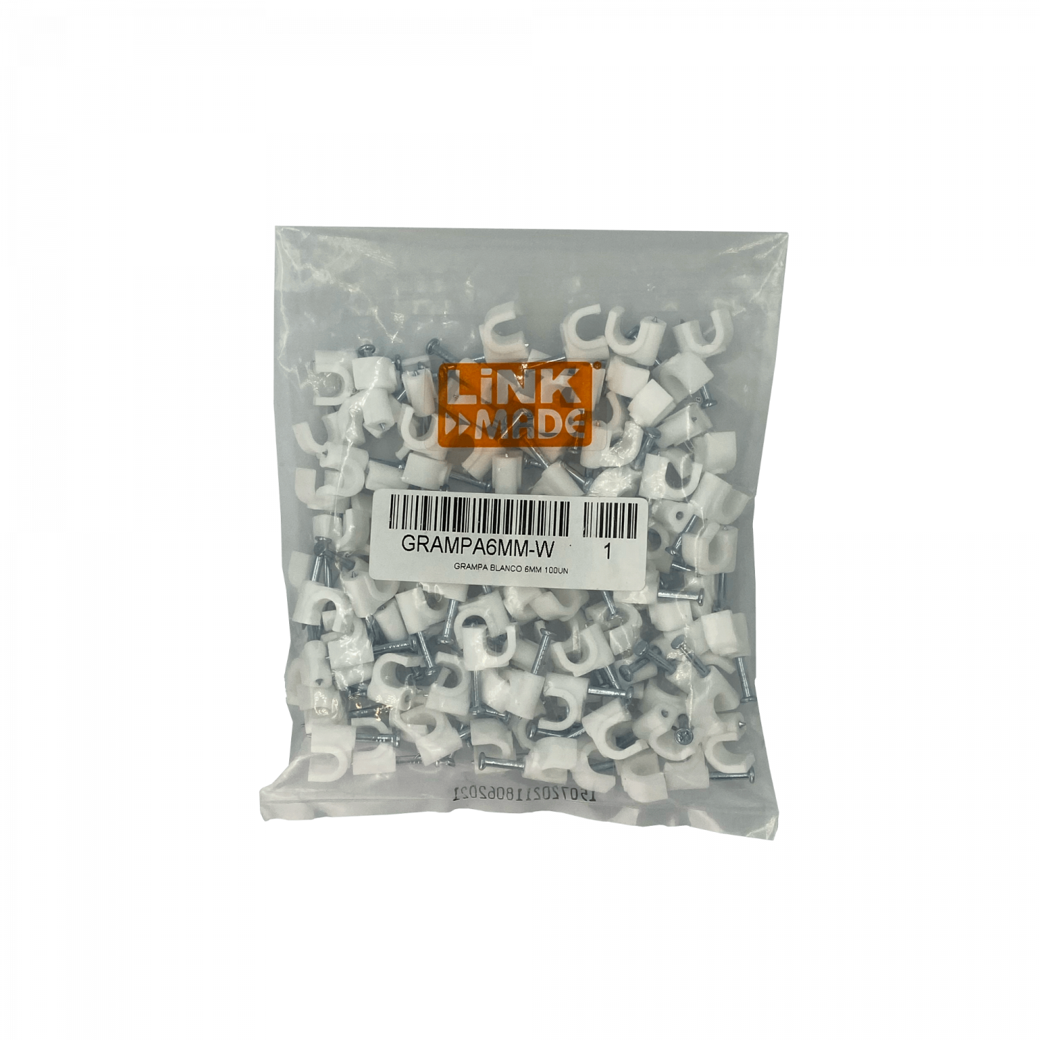 Grampas LINKMADE 6mm Redondas Blancas con Clavo para Concreto - Pack de 100 2
