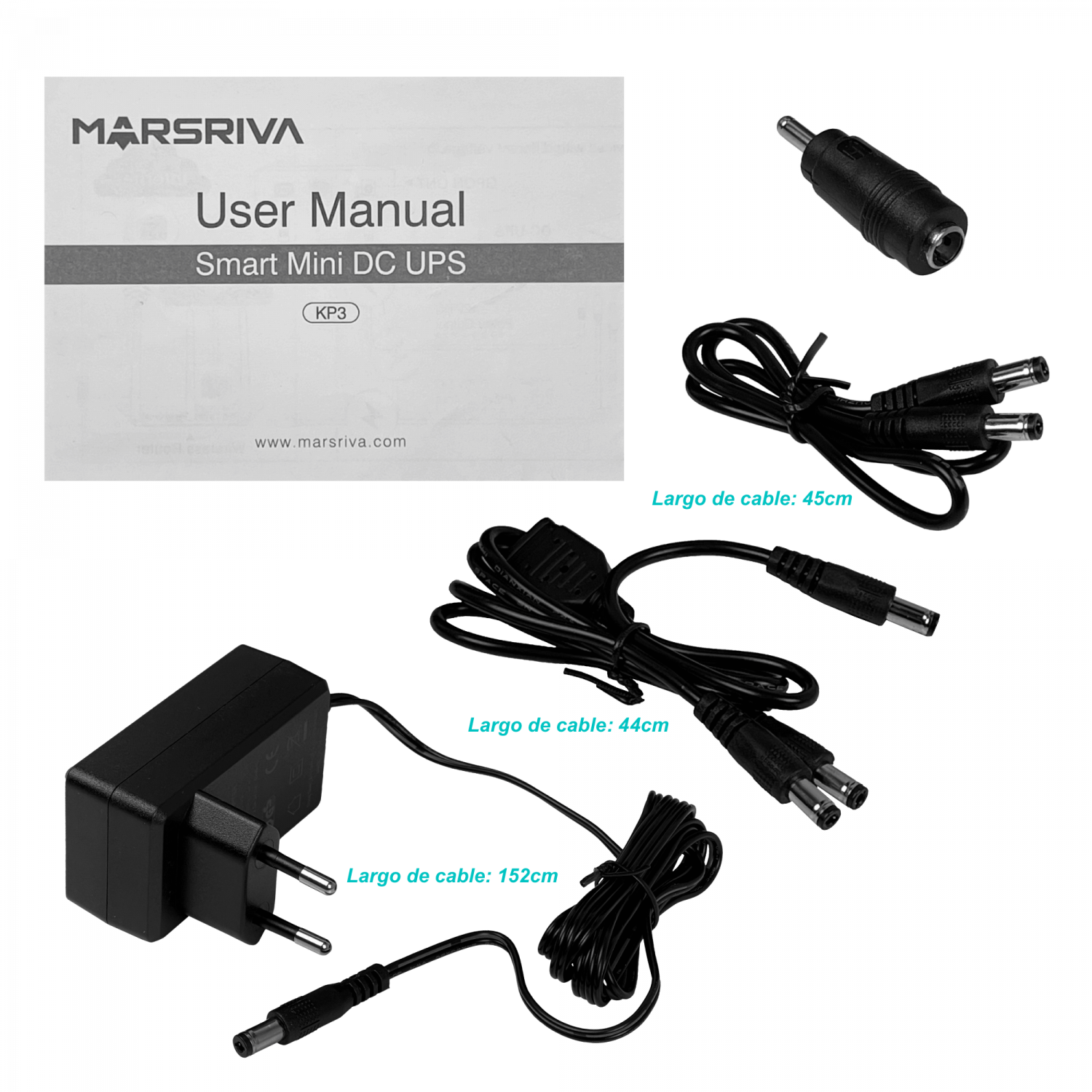 Mini UPS MARSRIVA 37Wh 10000mAh, Salidas 5V/9V/12V 1.5A, Entrada 12VDC, Batería de Litio 4