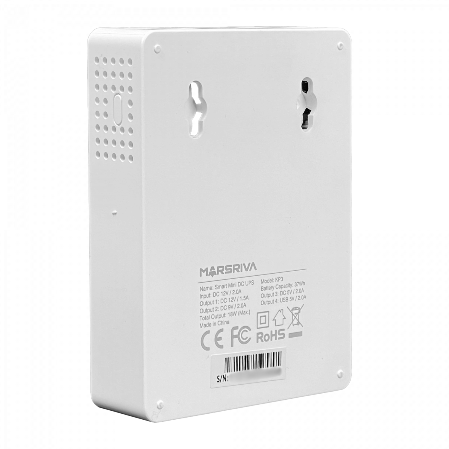 Mini UPS MARSRIVA 37Wh 10000mAh, Salidas 5V/9V/12V 1.5A, Entrada 12VDC, Batería de Litio 5