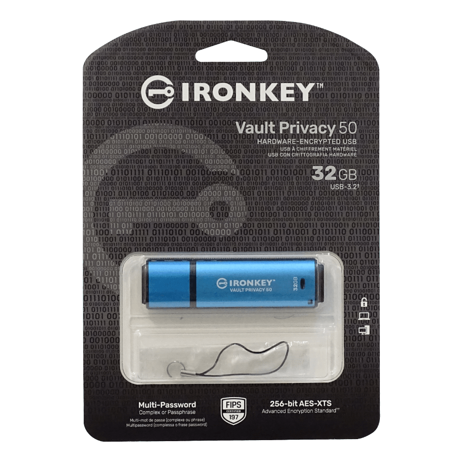 Pendrive Kingston IronKey VP50, 32GB, Encriptación XTS-AES 256 bits, USB 3.2, Azul 3